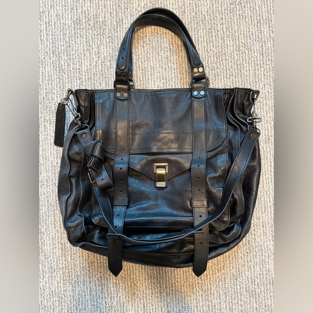 Proenza Schouler PS1 Large cross body tote bag in Black with Gunmetal hardware